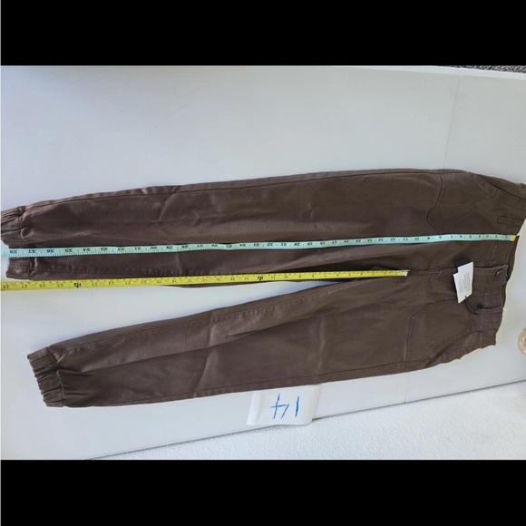 $68 New Black Tape Leather Ankle Pants Brown Women High Rise Size 30 Pockets - Picture 7 of 12